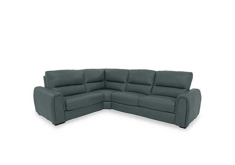 Flex BV Leather Small Left Hand Facing Corner Sofa Bed with Power Recliner and Storage Arms - BV Lake Green