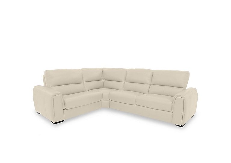 Flex BV Leather Small Left Hand Facing Corner Sofa Bed with Power Recliner and Storage Arms - BV Bisque