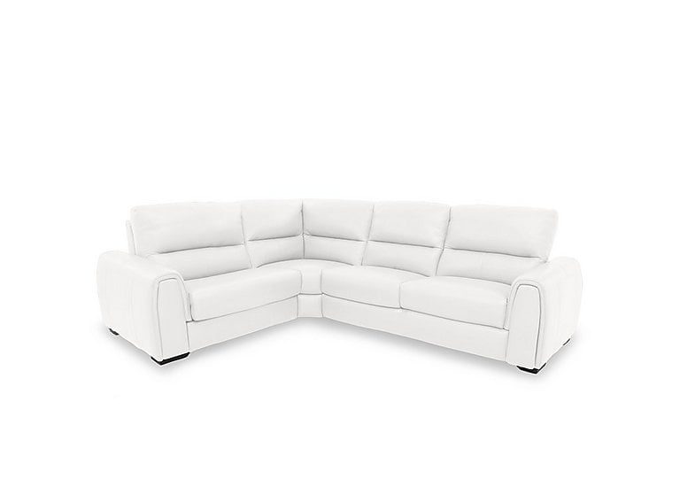 Flex BV Leather Small Left Hand Facing Corner Sofa Bed with Power Recliner and Storage Arms - BV Star White
