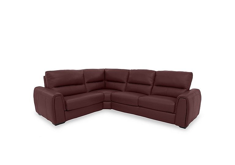 Flex BV Leather Small Left Hand Facing Corner Sofa Bed with Power Recliner and Storage Arms - BV Deep Red