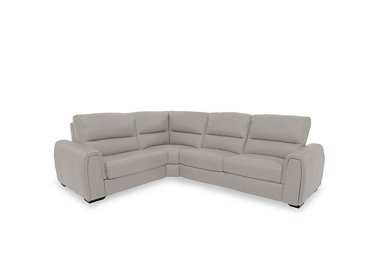 Flex BV Leather Small Left Hand Facing Corner Sofa Bed with Power Recliner and Storage Arms - Silver Grey
