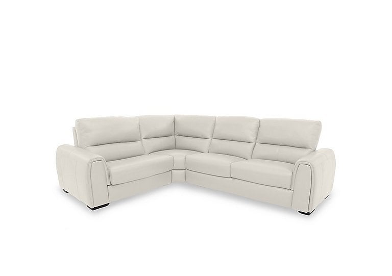 Flex BV Leather Small Left Hand Facing Corner Sofa Bed with Power Recliner and Storage Arms - Frost
