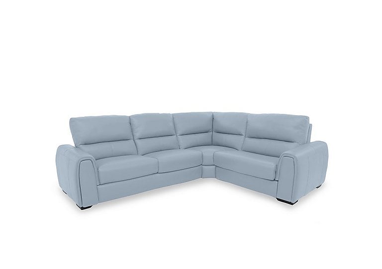 Flex NC Leather Small Right Hand Facing Corner Sofa Bed with Power Recliner and Storage Arms - Pearl Blue
