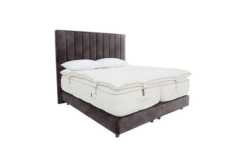 Harrison Spinks - Yorkshire 40K Shallow Divan Set With No Storage with Zip and Firm Link Mattress with Topper - Super King - Lovely Asphalt