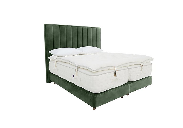 Harrison Spinks - Yorkshire 40K Shallow Divan Set With No Storage with Zip and Firm Link Mattress with Topper - Super King - Lovely Conifer