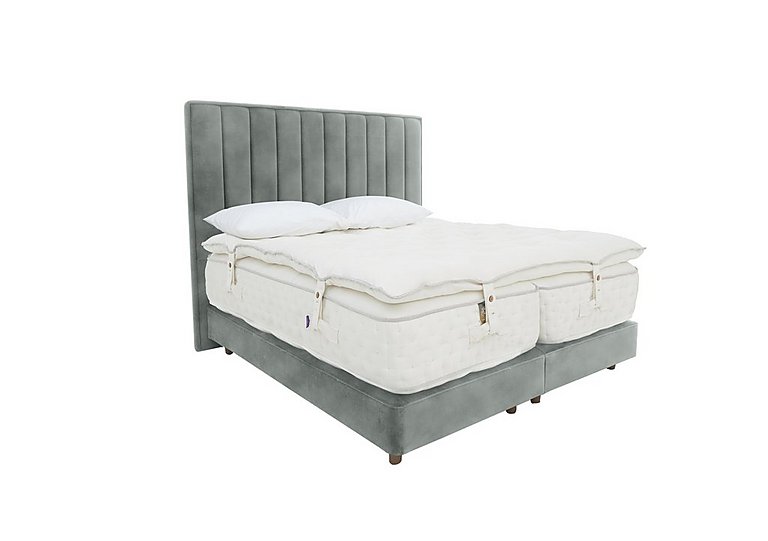 Harrison Spinks - Yorkshire 40K Shallow Divan Set With No Storage with Zip and Firm Link Mattress with Topper - Super King - Lovely Slate