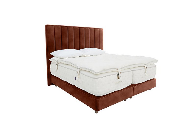 Harrison Spinks - Yorkshire 40K Shallow Divan Set With No Storage with Zip and Firm Link Mattress with Topper - Super King - Lovely Umber