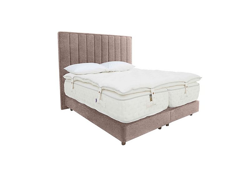 Harrison Spinks - Yorkshire 40K Shallow Divan Set With No Storage with Zip and Firm Link Mattress with Topper - King Size - Mole Camel