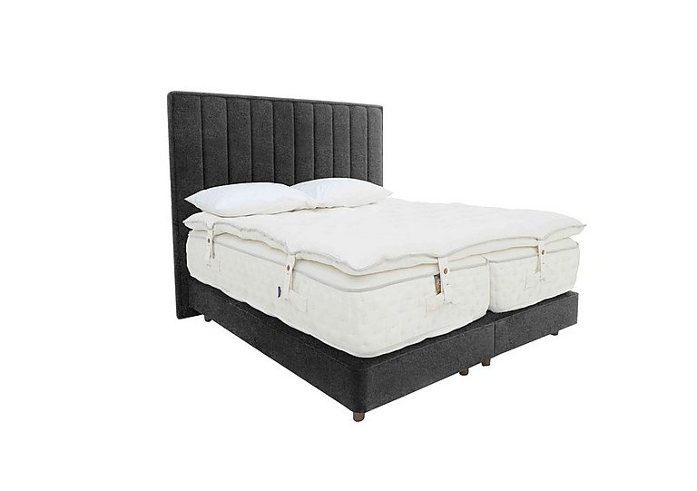 Harrison Spinks - Yorkshire 40K Shallow Divan Set With No Storage with Zip and Firm Link Mattress with Topper - Super King - Mole Charcoal