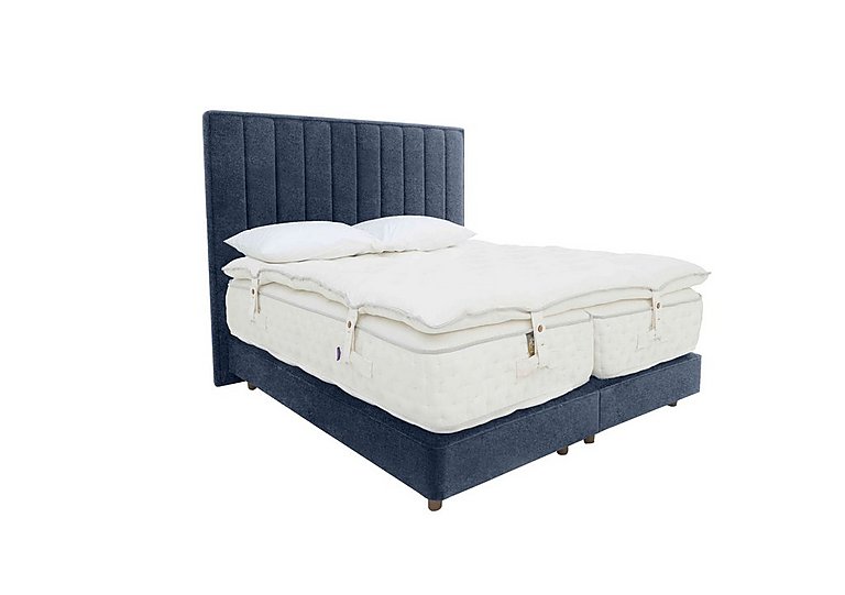 Harrison Spinks - Yorkshire 40K Shallow Divan Set With No Storage with Zip and Firm Link Mattress with Topper - Super King - Mole Denim