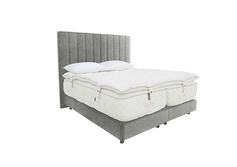 Harrison Spinks - Yorkshire 40K Shallow Divan Set With No Storage with Zip and Firm Link Mattress with Topper - King Size - Mole Mercury
