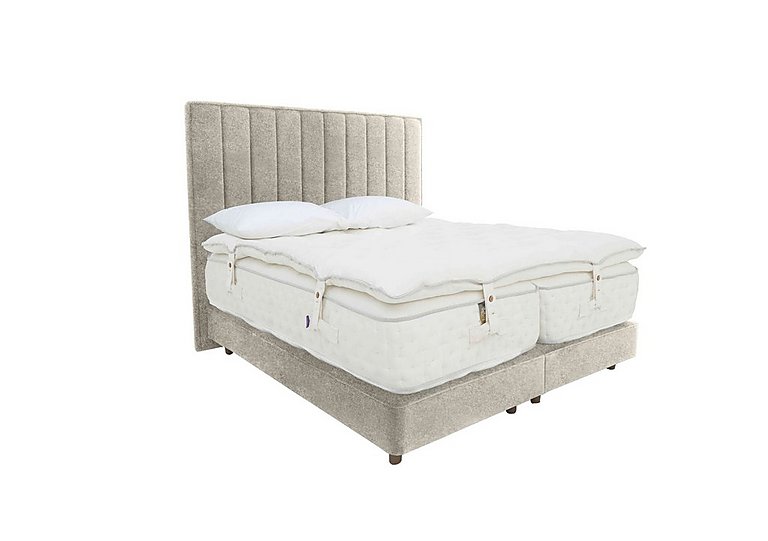 Harrison Spinks - Yorkshire 40K Shallow Divan Set With No Storage with Zip and Firm Link Mattress with Topper - King Size - Mole Pebble