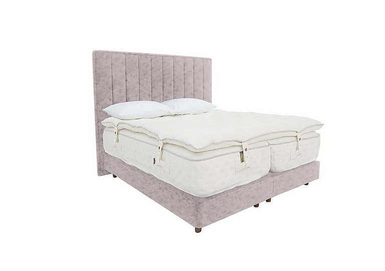 Harrison Spinks - Yorkshire 40K Shallow Divan Set With No Storage with Zip and Firm Link Mattress with Topper - King Size - Opal Dusk