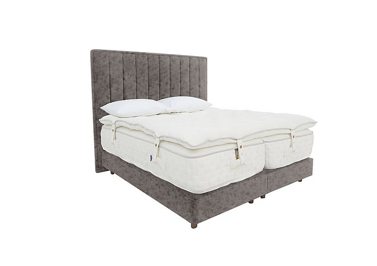 Harrison Spinks - Yorkshire 40K Shallow Divan Set With No Storage with Zip and Firm Link Mattress with Topper - King Size - Opal Granite