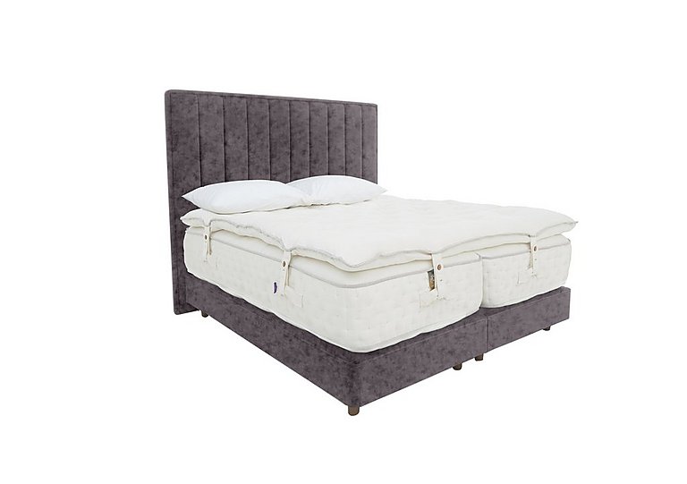 Harrison Spinks - Yorkshire 40K Shallow Divan Set With No Storage with Zip and Firm Link Mattress with Topper - King Size - Opal Heather