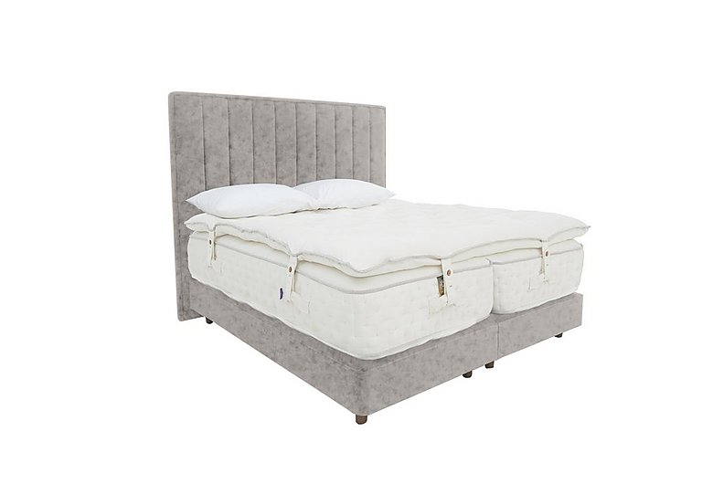 Harrison Spinks - Yorkshire 40K Shallow Divan Set With No Storage with Zip and Firm Link Mattress with Topper - King Size - Opal Sterling