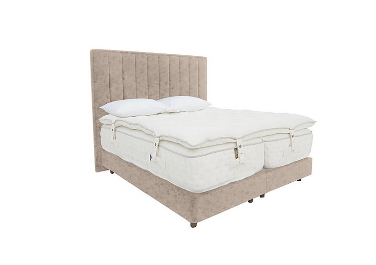 Harrison Spinks - Yorkshire 40K Shallow Divan Set With No Storage with Zip and Firm Link Mattress with Topper - King Size - Opal Vellum