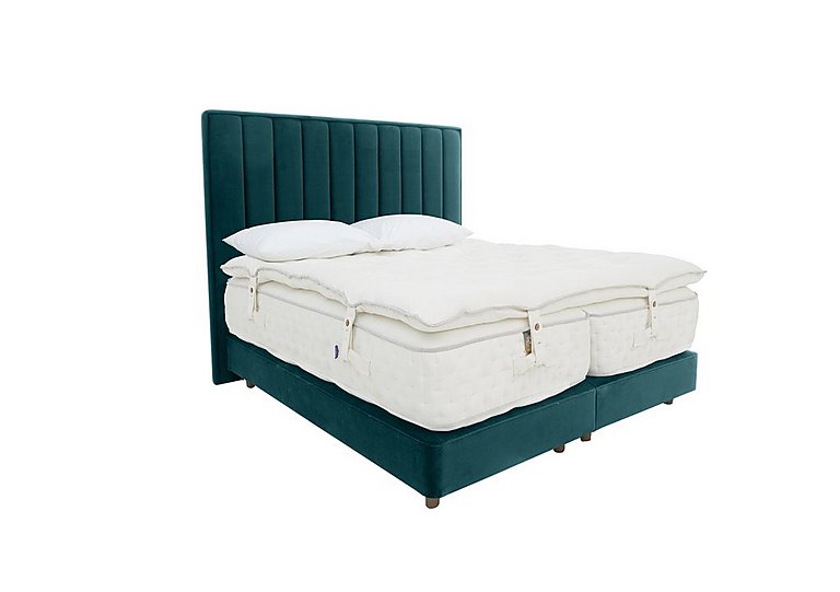 Harrison Spinks - Yorkshire 40K Shallow Divan Set With No Storage with Zip and Firm Link Mattress with Topper - King Size - Seven Emerald