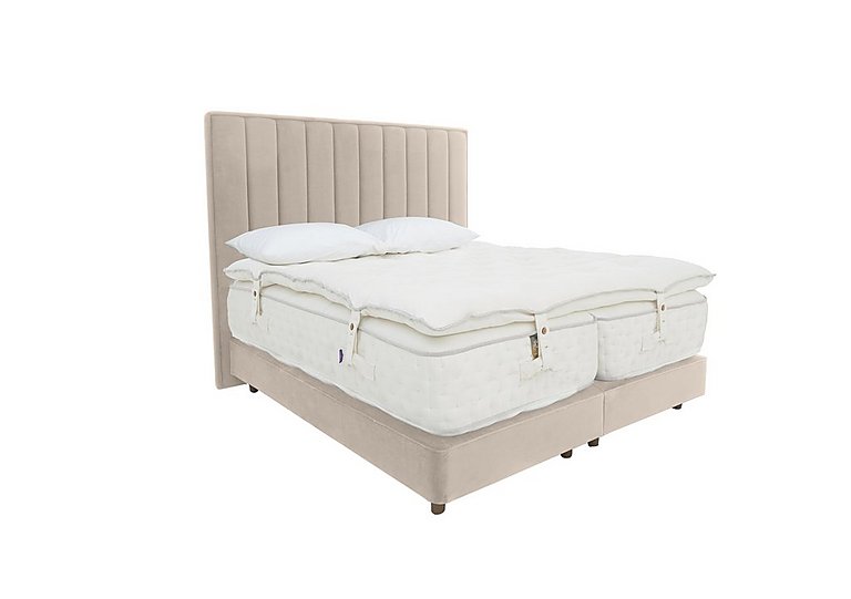 Harrison Spinks - Yorkshire 40K Shallow Divan Set With No Storage with Zip and Firm Link Mattress with Topper - King Size - Seven Ivory