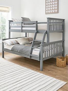 Very Home Novara Detachable Trio Bunk Bed With Mattress Options (Buy &Amp; Save!) &Ndash; Grey - Fsc&Reg; Certified - Bed Frame With Standard Mattress