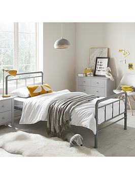 Very Home Freddie Children'S Metal Single Bed Frame With Mattress Options (Buy &Amp; Save!) - Grey - Bed Frame With Standard Mattress