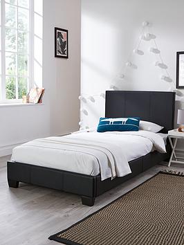 Very Home Ellis Faux Leather Single Bed Frame With Mattress Options (Buy &Amp; Save!) - Black - Bed Frame With Microquilt Mattress