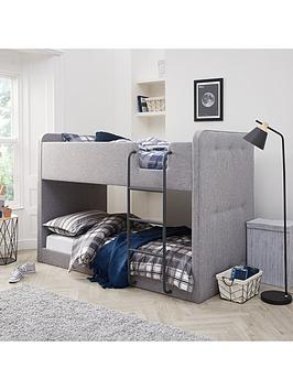 Very Home Charlie Fabric Bunk Bed With Mattress Options (Buy And Save!) - Grey - Bed Frame Only