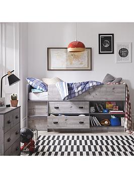Very Home Jackson Mid Sleeper Bed With Mattress Options (Buy And Save!) - Weathered Grey - Bed Frame With Premium Mattress
