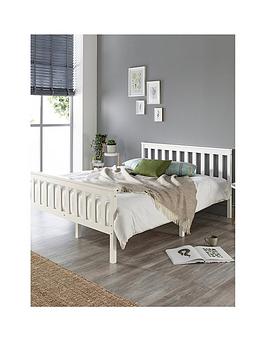 Clayton Wooden Bed Frame With Mattress Options (Buy &Amp; Save!) - White