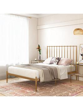 Dorel Home Giulia Modern Double Metal Bed Frame  Gold  King | Bed Sava