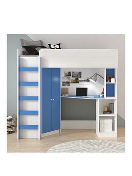 Very Home Miami Fresh High Sleeper With Mattress Options (Buy And Save!) - Blue - Bedframe + Standard Mattress