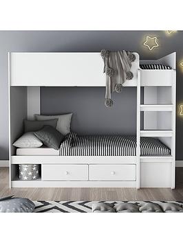 Very Home Peyton Bunk Bed Frame With Drawers And Mattress Options (Buy And Save!) - Bunk Bed Frame With 2 Standard Mattresses