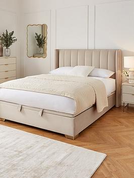 Very Home New Dakota Velvet Lift Up Storage Bed Frame With Mattress Options (Buy &Amp; Save!) - Grey, Cream - Bed Frame With Memory Mattress