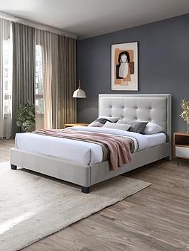 Very Home Gainford Fabric Bed Frame With Airsprung Mattress Options (Buy &Amp; Save!) - Oat Cream - Bed Frame With Airsprung Memory Mattress