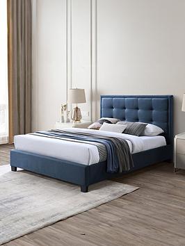 Very Home Gainford Fabric Bed Frame With Mattress Options (Buy &Amp; Save!) - Steel Blue - Bed Frame With Airsprung Memory Mattress