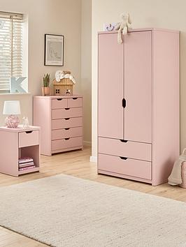 Very Home Aspen 3 Piece Bedroom Furniture Set - 2 Door, 2 Drawer Wardrobe, 4 + 2 Chest And Bedside Table - Pink