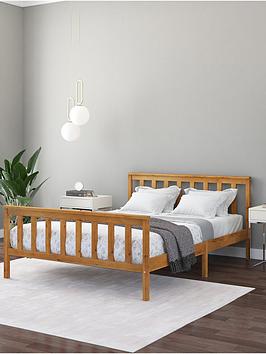 Very Home Clayton Double Wooden Bed - Bed Frame With Microquilt Mattress