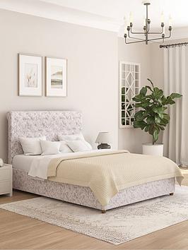 Aspire Zahra Mirazzi Velvet Ottoman Bed Frame  - Bed Frame With Memory Mattress