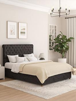 Aspire Zahra Mirazzi Velvet Ottoman Bed Frame  - Bed Frame Only