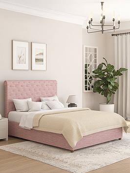Aspire Zahra Cotton Ottoman Bedframe With Mattress Option - Rose - Bed Frame With Memory Mattress