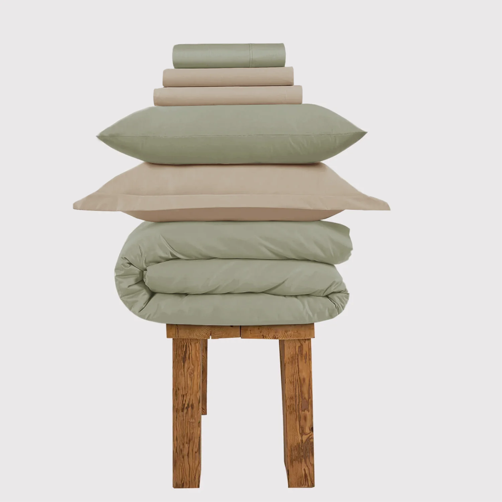 All Season Egyptian Giza Bedding Set - Sage & Bone, Super King / Sage & Bone