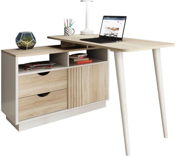 TEKNIK 7700006 Bridge Desk  White  Oak Effect | Bed Sava