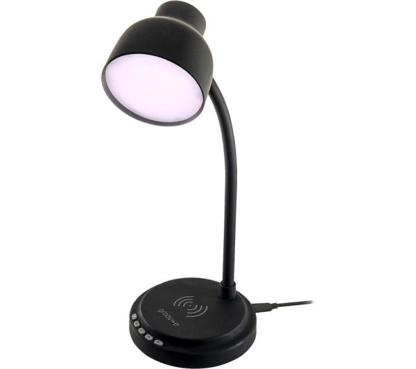 GROOV E Astra LED Desk Lamp with Wireless Charging Pad  Bluetooth Speaker  Black | Bed Sava