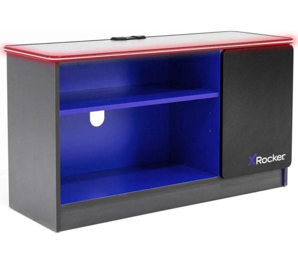 X ROCKER Carbon Tek Gaming Desk  Blue  Grey SilverGreyBlue | Bed Sava