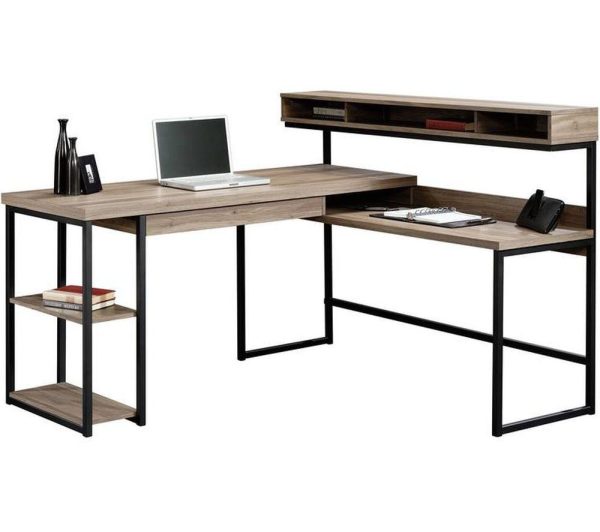 TEKNIK Streamline L shaped Desk  Salt Oak | Bed Sava
