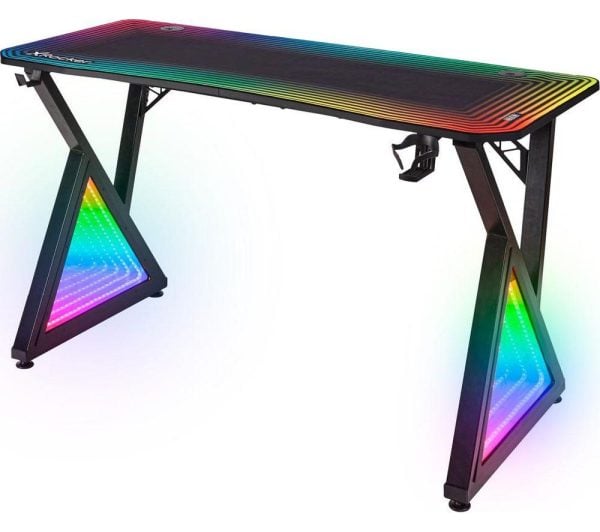 X ROCKER Infinity Neo Motion Sync Gaming Desk  Black Black | Bed Sava