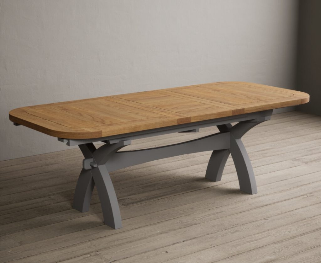 Extending Olympia 180cm Oak and Light Grey Painted Dining Table