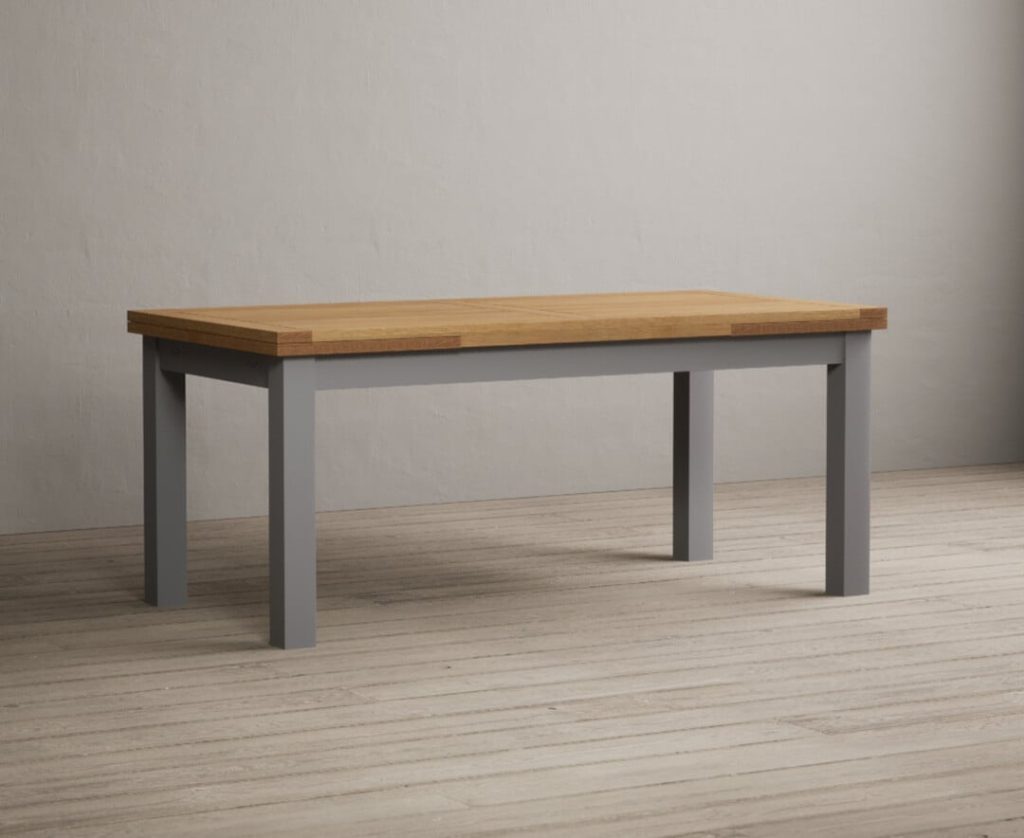 Extending Buxton 180cm Oak and Light Grey Painted Dining Table