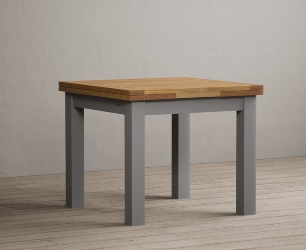 Extending Buxton 90cm Oak and Light Grey Painted Dining Table