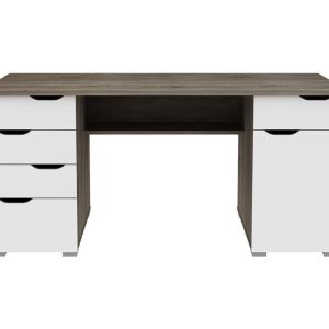 ALPHASON Kentucky Desk  White  Dark Oak | Bed Sava